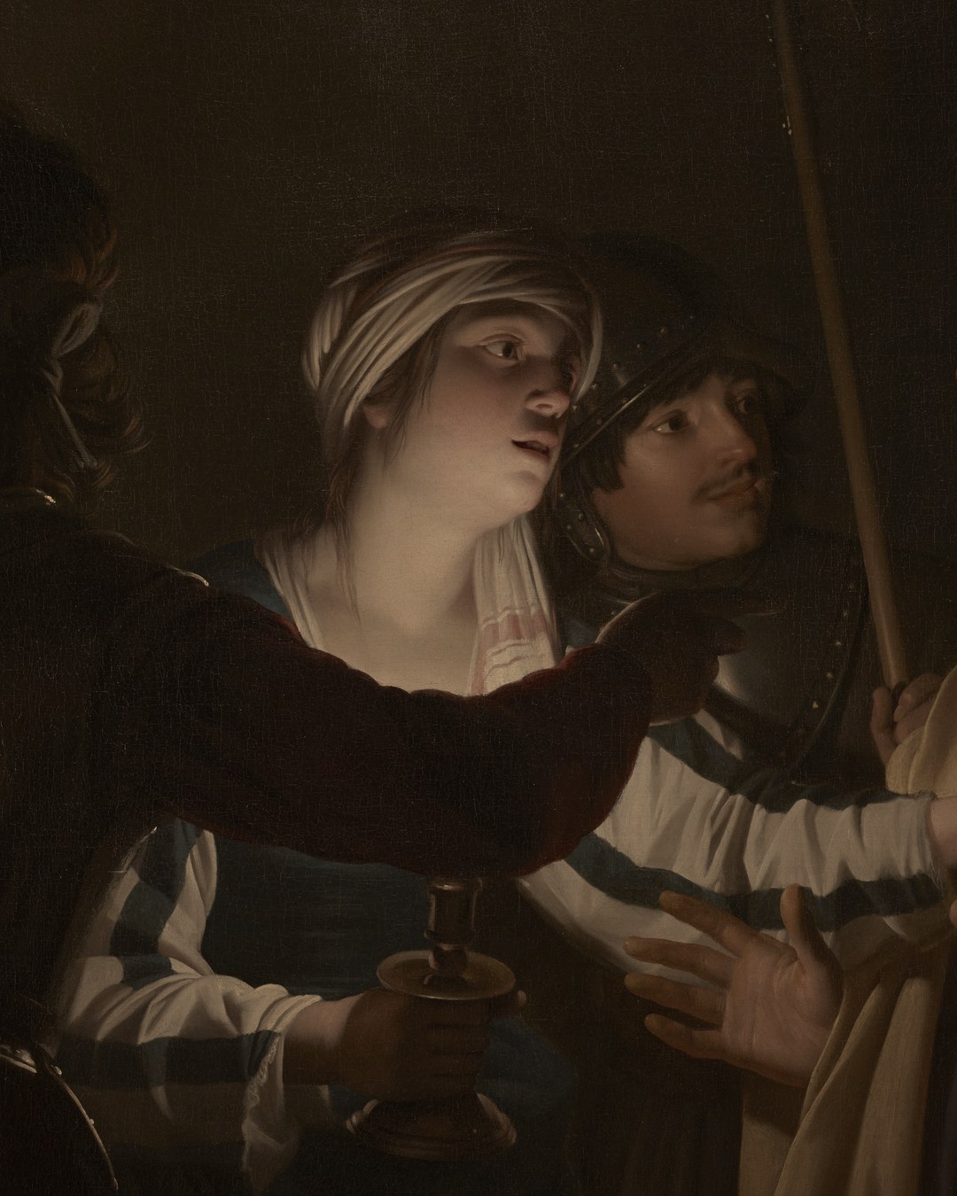 Gerrit van Honthorst, The Denial of Saint Peter, c. 1620: a night interrogation by candlelight, an accusing gesture and a man denying it